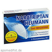 Naratriptan Heumann<br>bei Migräne 2. 5<br>mg Filmtabl.